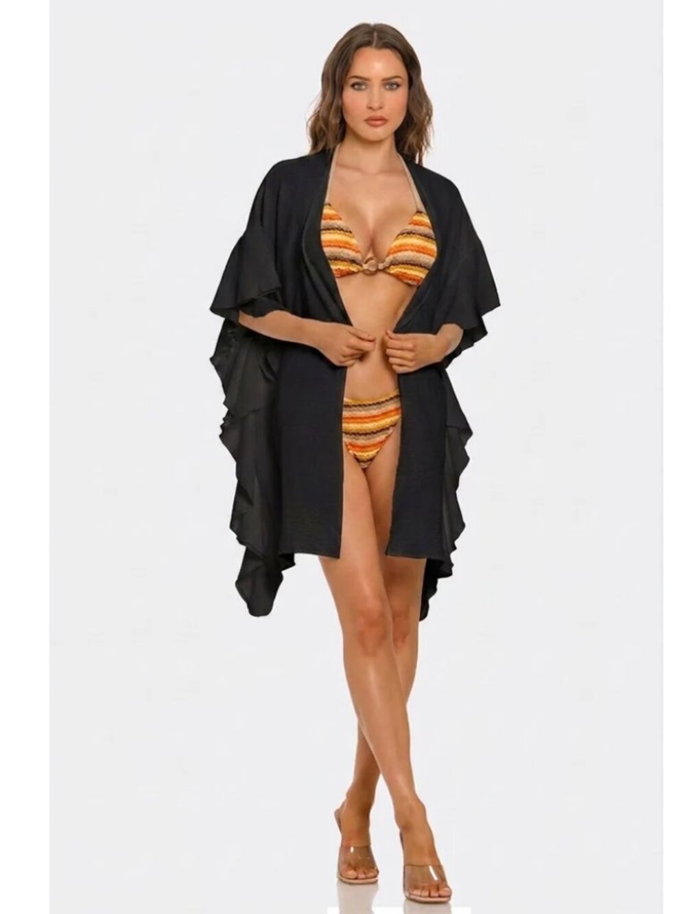 Boho Flutter Sleeve Kimono Cover Up